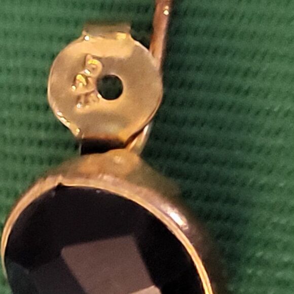 Best Silver New 18K Gold-Plated Sterling Silver Round Bezel Black Onyx Earrings - Picture 6 of 6